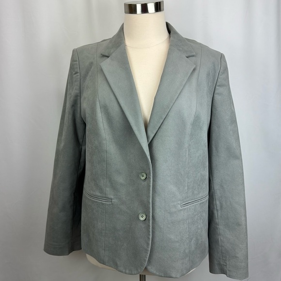 Vintage Made in Japan gray suede blazer 22W - Picture 1 of 7
